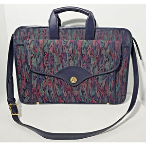 Vintage The French Co. California Briefcase Laptop Bag Leather Tapestry